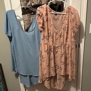 Light blue Women’s top and Floral Peach Women's Top